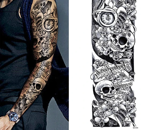 5Pcs Large Temporary Body Art Arm Tattoo Sticker Sleeve Man Women Waterproof USA - view 6