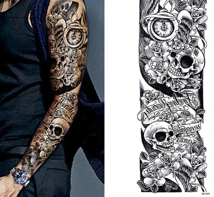 5Pcs Large Temporary Body Art Arm Tattoo Sticker Sleeve Man Women Waterproof USA - view 6
