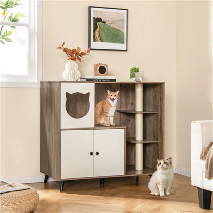 Cat Litter box with Cat scratching post, Cat Apartment, Cat House, locker - view 7