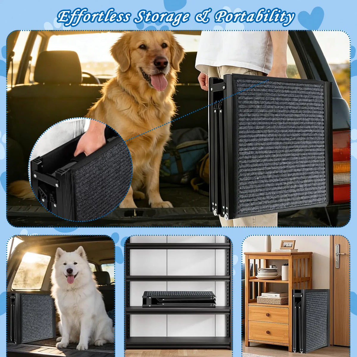 71" Long & 19" Wide Folding Dog Ramp for Car, SUV & Truck – Portable Pet Ramp with Non-Slip Surface, Extra Wide Steps - view 5