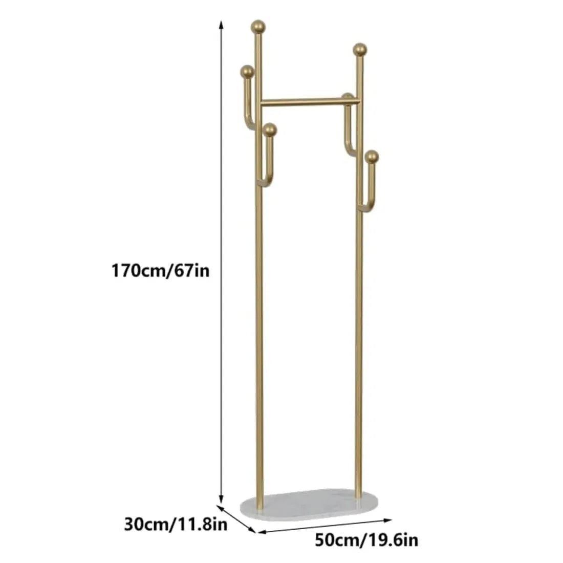 Clothing Rack, Golden Metal Freestanding Heavy Duty Clothes Rack with Marble Base - view 2