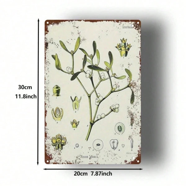 Mistletoe Plant Vintage Metal Tin Sign 2D Flat 1pc 8x12 Inch Classic Illustration Rustic Retro Art Wall Decor Indoor - view 2