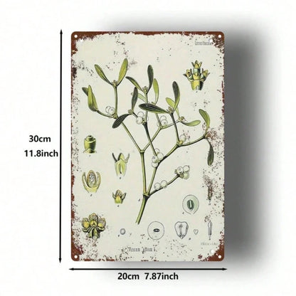Mistletoe Plant Vintage Metal Tin Sign 2D Flat 1pc 8x12 Inch Classic Illustration Rustic Retro Art Wall Decor Indoor - view 2