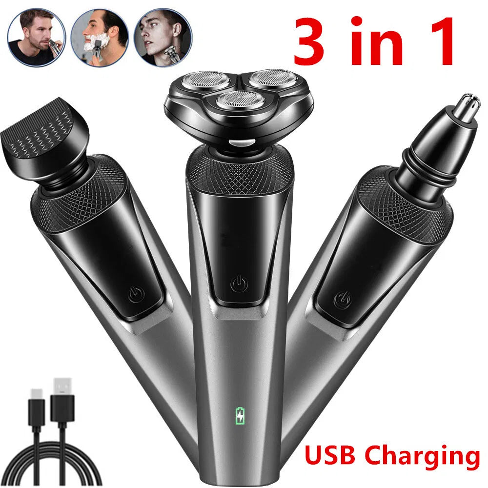 Electric Shaver Mens Razor Rotary Waterproof Pop-Up Trimmer Wet Dry Cordless - view 3