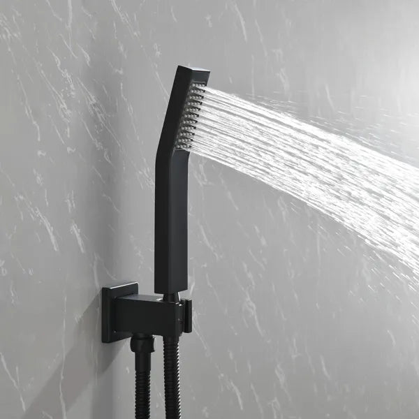 Brass Matte Black Shower Faucet Set Shower System 10 Inch Rainfall Shower Head with Handheld Sprayer Bathroom Luxury - view 8