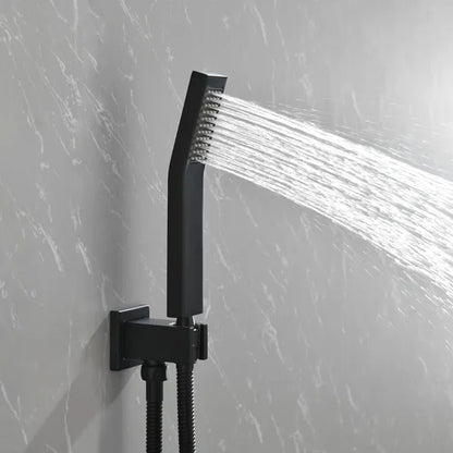 Brass Matte Black Shower Faucet Set Shower System 10 Inch Rainfall Shower Head with Handheld Sprayer Bathroom Luxury - view 8