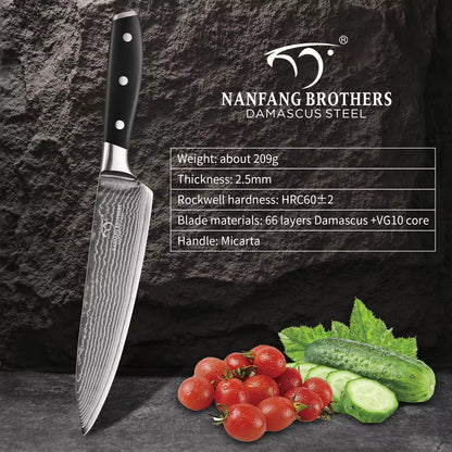 In Stock 8-inch Premium Damascus Steel 67-layer Kitchen Chef Sashimi Knife With ABS Handle, Three Rivets, Gift Box - view 2