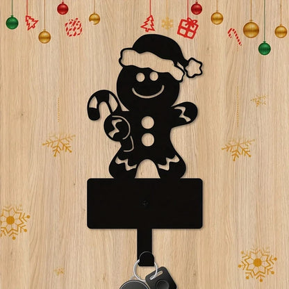 2 Pcs Gingerbread Man Metal Key Hooks Christmas Themed Wall Decor - view 3