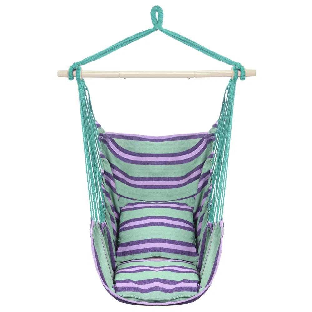 Distinctive Cotton Canvas Hanging Rope Chair With Pillows Green - view 5