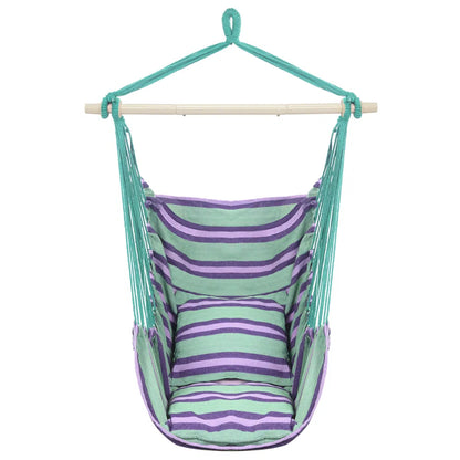 Distinctive Cotton Canvas Hanging Rope Chair With Pillows Green - view 5