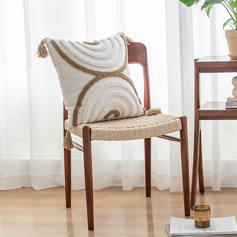 Simple Sofa With Tassel Cushion And Throw Pillow Covers - view 10