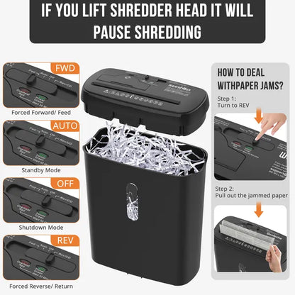 10-Sheet Strip Cut Paper Shredder, P-2 Security Level With 3.17-Gallon Basket, CD & Credit Card Shredder - view 6