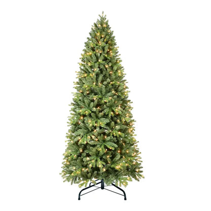 Artificial 6ft Green Christmas Tree With 1032 PE&PVC Mixed Branch Tips, 300L Warm White Led, Memory Wire&iron Wire