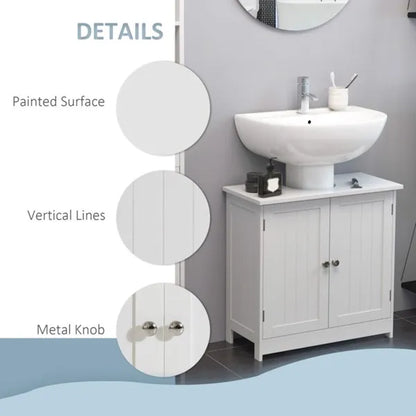 Bathroom Cabinet with 2 Doors and Shelf Bathroom Vanity white-AS - view 3