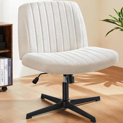 Cross Legged Office Living Room Rocking Gaming Chair Armless Wide Desk Adjustable Swivel Fabric Task Vanity Home Office - view 5