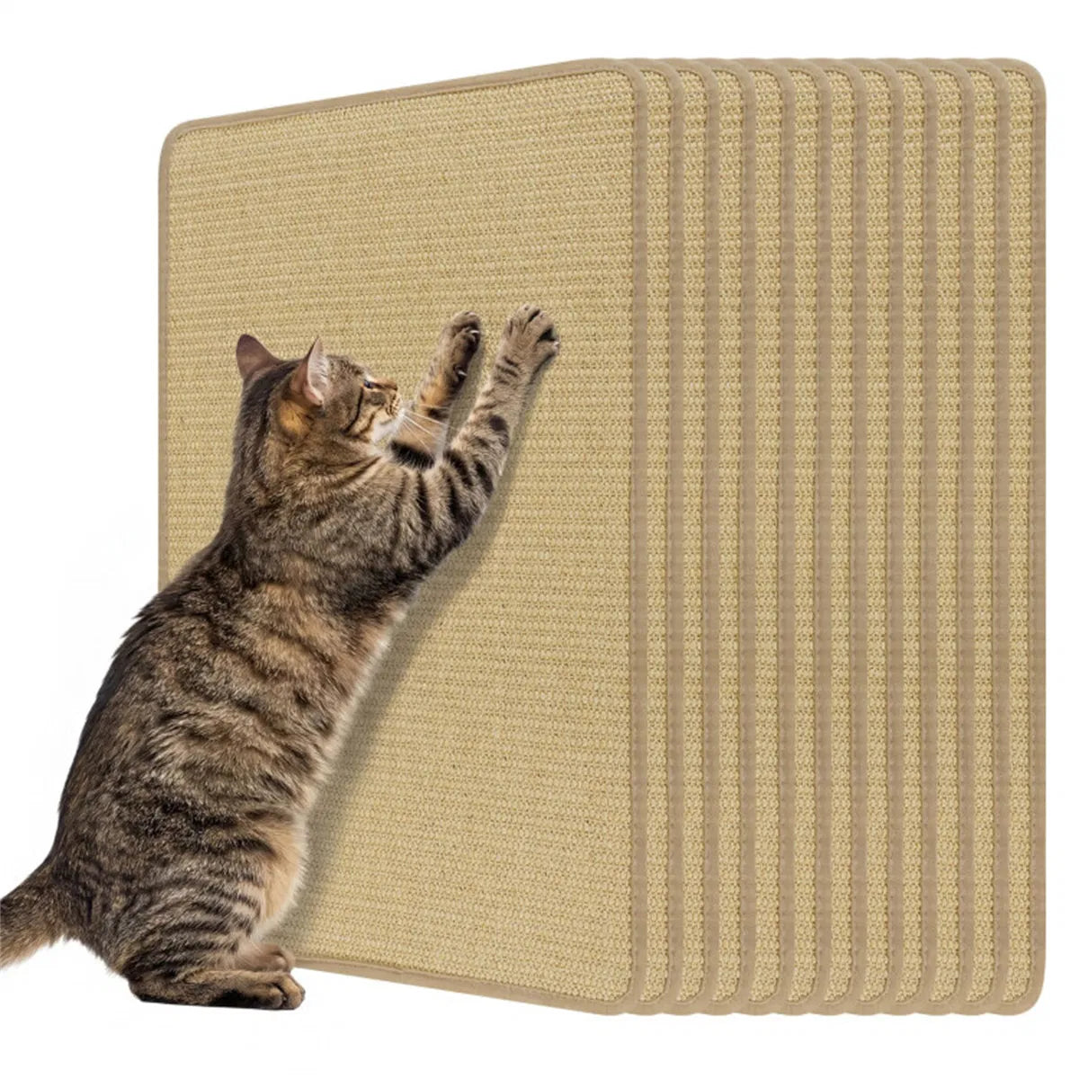 24 x 16 Inch Natural 6-Piece Cat Scratching Mats, Sisal Material Anti-Slip Latex Backing Furniture Protector - view 7