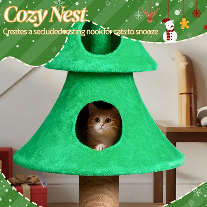 59in Large Tall Christmas Tree Cat Tower With 2 Cat Condos & Scratching Post - view 10