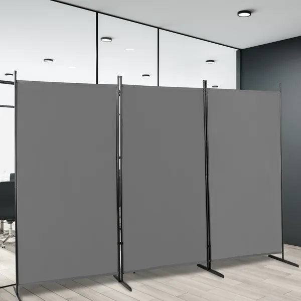 6FT Trifold 160g Polyester Cloth Plastic Foot Carbon Steel Frame Foldable Screen Gray - view 2