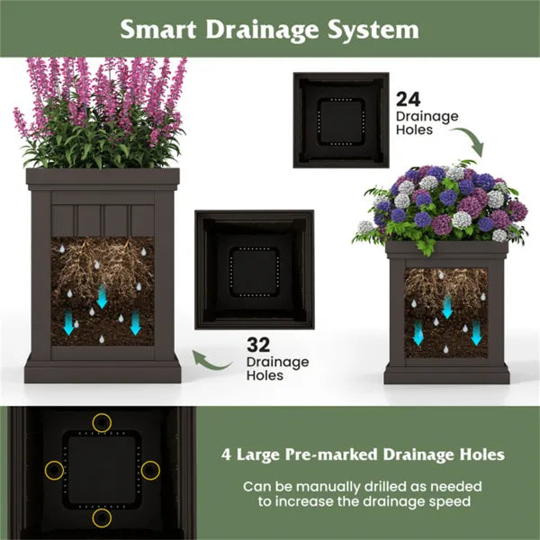 Set Of 2 Stackable PP Planters With Efficient Drainage Holes, Weather-Resistant Flower Pots For Indoor Outdoor Use - view 4