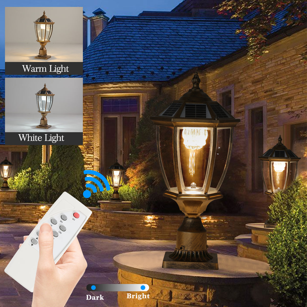 20 Golden Solar Powered LED Outdoor Lantern, Vintage Garden Light With Elegant Glass Design For Pathways, Yards - view 5