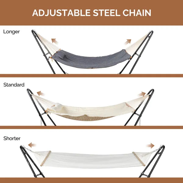 Hammock With Stand, Double-Barrel Hammock With Hammock Bed, Heavy Duty Adjustable Hammock Set For Outdoors, Patio, Yard - view 3