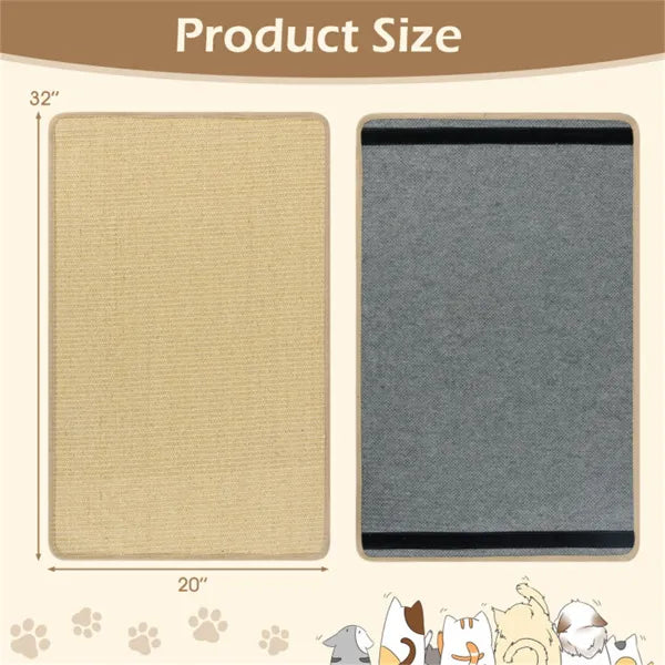 4-Pack 32" x20" Natural Sisal Cat Scratching Mats, Multifunctional Resting & Play Pads For Multi-Cat Households - view 3