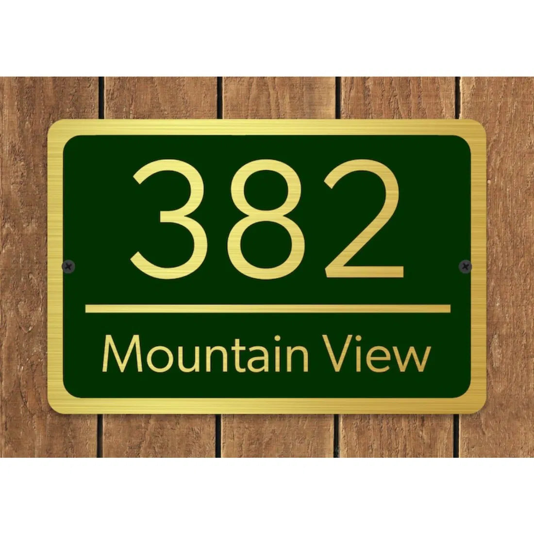 Custom Home Address Plaque Metal Brushed Gold Design Text House Number Sign - view 5