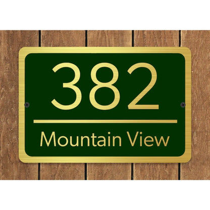 Custom Home Address Plaque Metal Brushed Gold Design Text House Number Sign - view 5