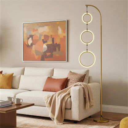 3-Circle LED Floor Lamp, Gold Standing Lamp With Adjustable Brightness & 3 Color Temperatures - view 3