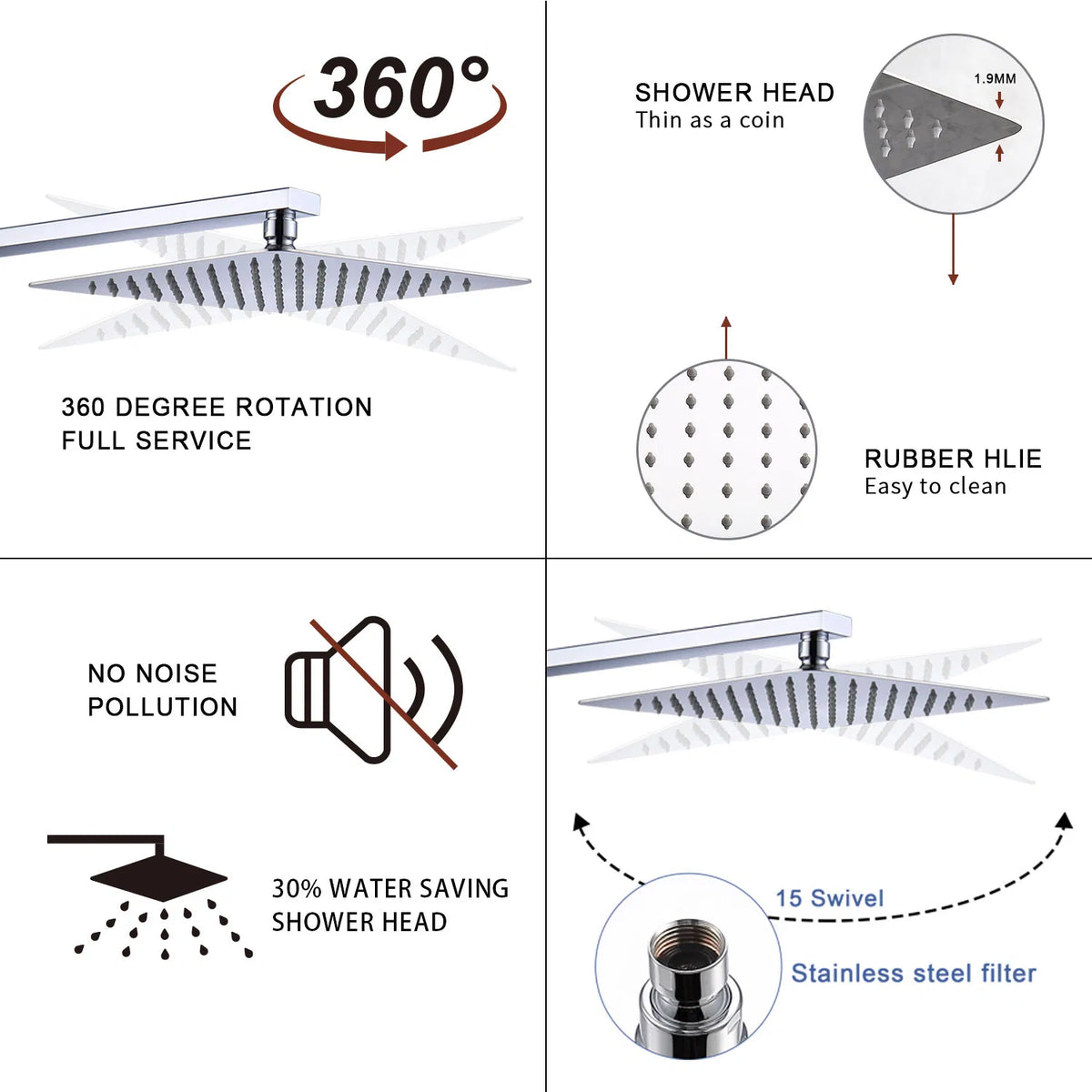 Shower System Shower Faucet Combo Set Wall Mounted with 12" Rainfall Shower Head and handheld shower faucet - view 6