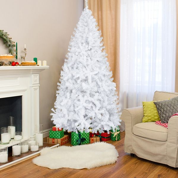 6 FT Artificial Christmas Tree With 800 Branch Tips And Sturdy Metal Stand, White - view 2