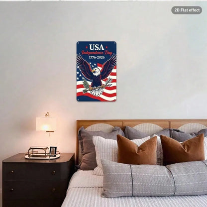 American 1776-2026 Independence Day Aluminum Tin Sign, Bald Eagle & Flag Wall Art, Art - view 6