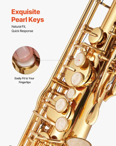 VEVOR Tenor Saxophone, B Flat, Professional Brass Saxophone Beginner Kit With Carrying Case, Mouthpiece, Straps - view 4