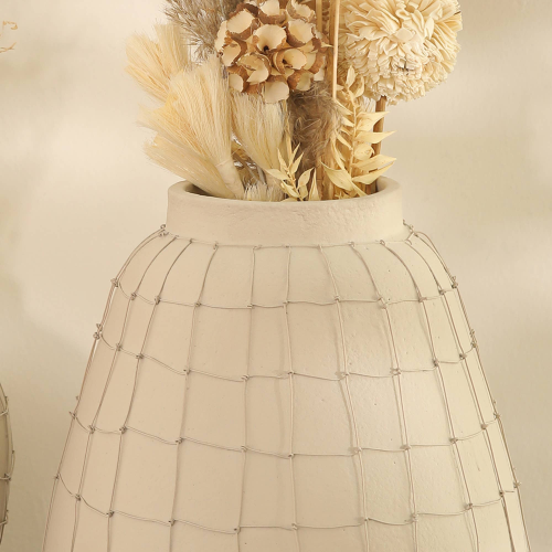 Leianna Handmade Large Terracotta Vase With Wireframe Contemporary Design, Handmade - view 5