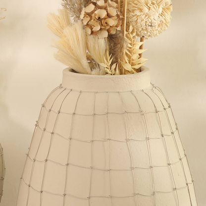 Leianna Handmade Large Terracotta Vase With Wireframe Contemporary Design, Handmade - view 5