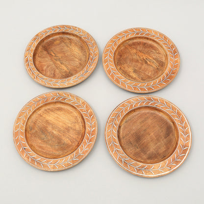 Handcrafted Wood Charger Plate Wooden Dinning Placemat Artisan Wood Tableware - view 6