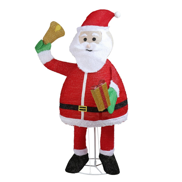 6FT Lighted Santa Claus Holding Bell Christmas Yard Decorations, Pre-lit Pull Up Santa With 200 Warm White LEDs - view 3
