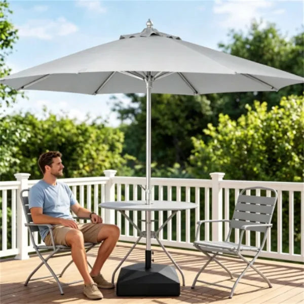Fillable Patio Umbrella Base With 4 Rolling Wheels & Locks, Heavy Duty Water Sand Weighted HDPE Umbrella Stand - view 3