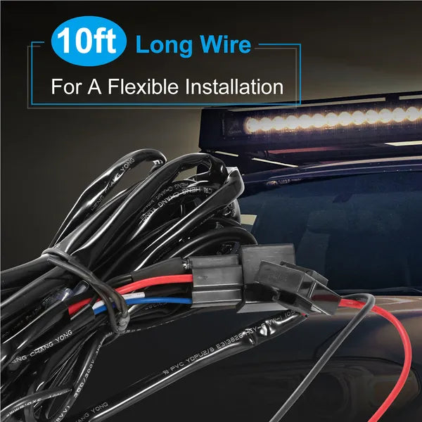 LED Light Bar Wiring Harness Kit 280W 12V 40A Power Relay Fuse On Off Switch 10ft Length Universal Fitment Light Bar - view 2