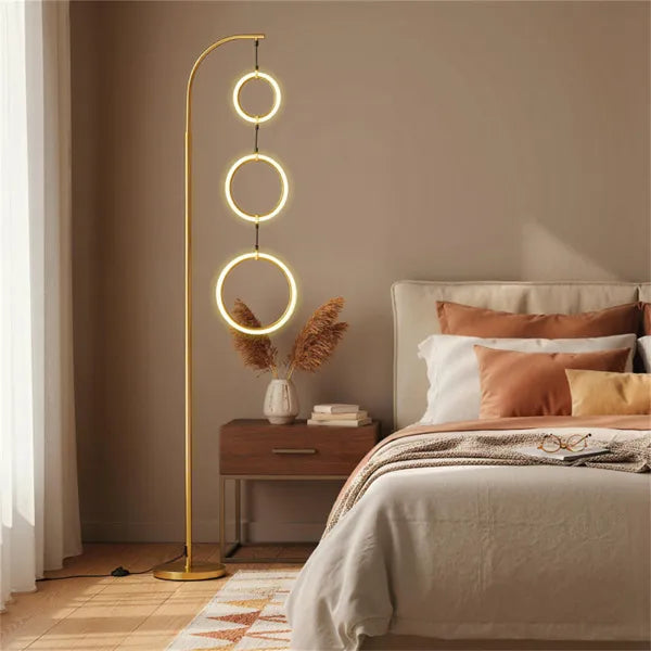 3-Circle LED Floor Lamp, Gold Standing Lamp With Adjustable Brightness & 3 Color Temperatures - view 4