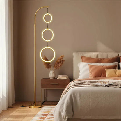 3-Circle LED Floor Lamp, Gold Standing Lamp With Adjustable Brightness & 3 Color Temperatures - view 4