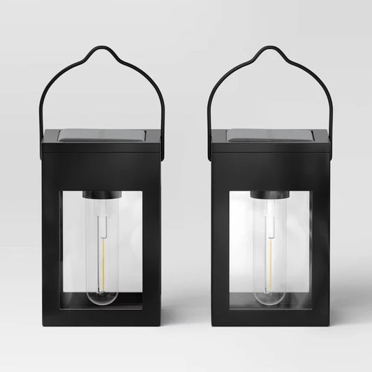 2pk Solar LED Outdoor Deck Lights Matte Black