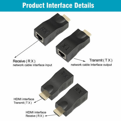 4K 1080P HDMI Extender to RJ45 Over Cat 5e/6 Network LAN Ethernet Adapter 2PCS - view 8