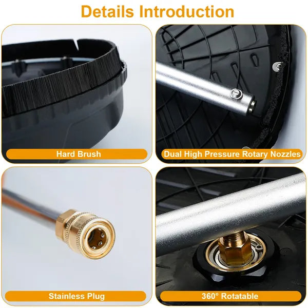 15in Power Washer Surface Cleaner High Pressure Flat Surface Cleaner 4000PSI Disc Power Washer Broom - view 6
