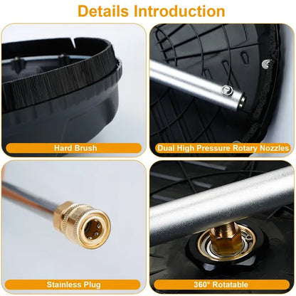 15in Power Washer Surface Cleaner High Pressure Flat Surface Cleaner 4000PSI Disc Power Washer Broom - view 6