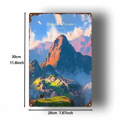 1pc Machu Picchu Metal Sign 8x12 Inch, Vintage Peruvian Landmark Wall Art - view 2