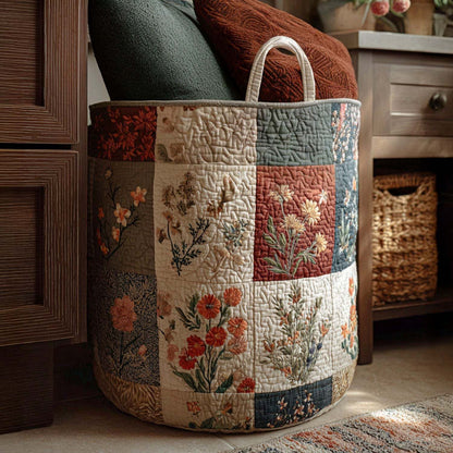 Quilted Embroidery Laundry Basket Storage Box Laundry Hamper - view 6