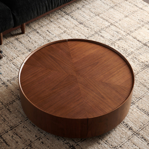 39.3-inch Coffee Tables, Circular Walnut Design, Suitable For Living Rooms, Walnut Material, Suitable For Bedrooms - view 4