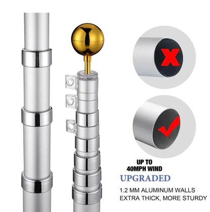 Aluminum Flagpole With US Flag And Ball - view 5