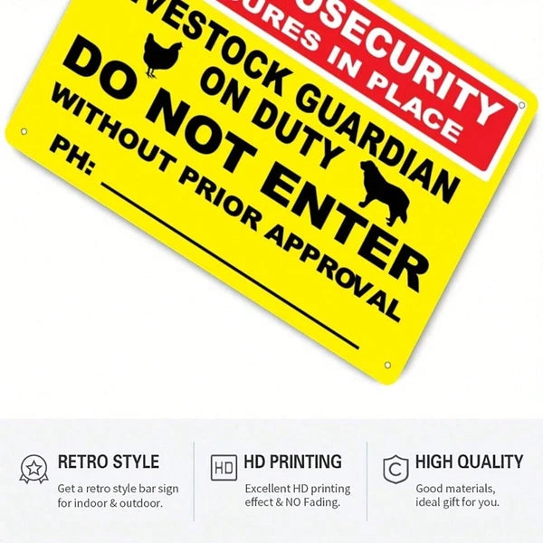 1pc Vale Farm Biosecurity Livestock Guardian Metal Sign, Caution Danger Safety Warning Notice, Safety Warning Notice - view 4